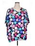 Haptics 100% Polyester Floral Blue Short Sleeve T-Shirt Size 1X - photo 1