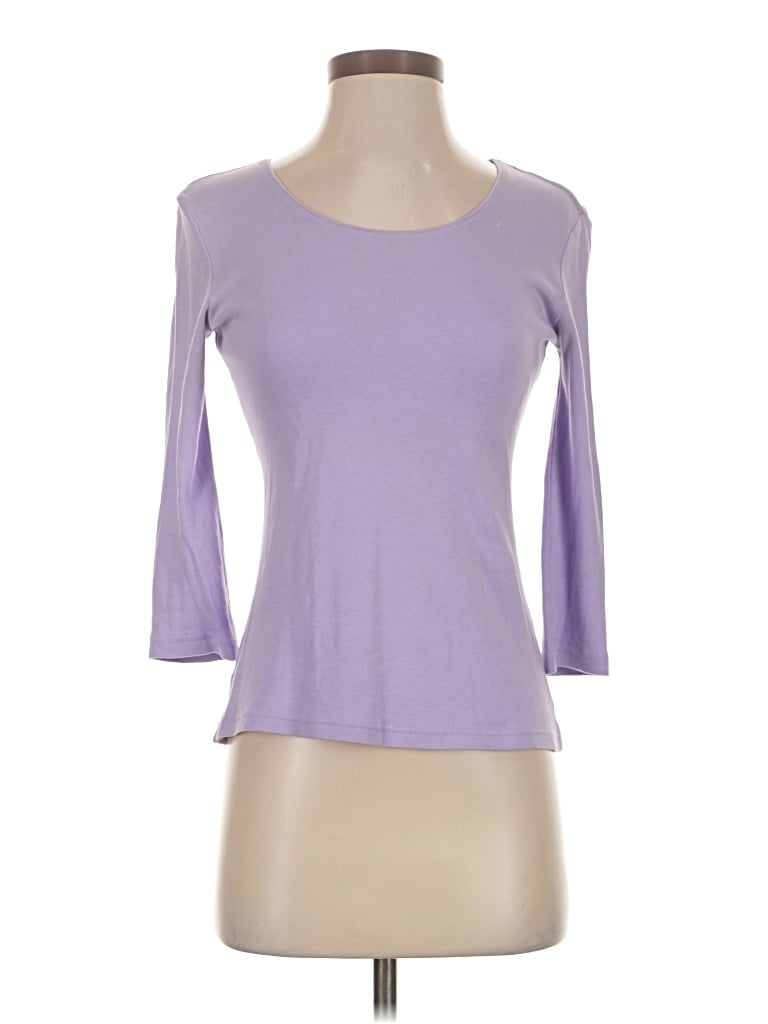 Pre-owned Karen Scott 3/4 Sleeve T-shirt In Purple