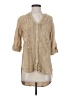 Solitaire 100% Rayon Tan 3/4 Sleeve Blouse Size S - photo 1