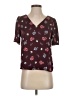 Express 100% Polyester Hearts Burgundy Short Sleeve Blouse Size XS - photo 1