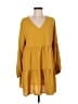Unbranded Solid Yellow Casual Dress Size L - photo 1