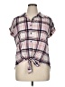 New York Laundry 100% Polyester Plaid Pink Short Sleeve Blouse Size XL - photo 1