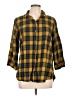 Toofan 100% Cotton Plaid Yellow 3/4 Sleeve Button-Down Shirt Size L - photo 1