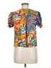 Unbranded 100% Rayon Tropical Orange Blue Short Sleeve Blouse Size M (estimated) - photo 2