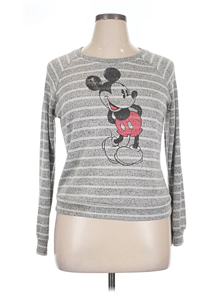 Pre-owned Disney Long Sleeve Top Gray Crew Neck Tops