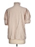 Unbranded Checkered-gingham Tan Short Sleeve Blouse Size L - photo 2