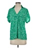 CAbi 100% Polyester Stars Green Short Sleeve Blouse Size XXS - photo 1