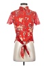 Sweet 100% Polyester Floral Red Short Sleeve Blouse Size S - photo 1