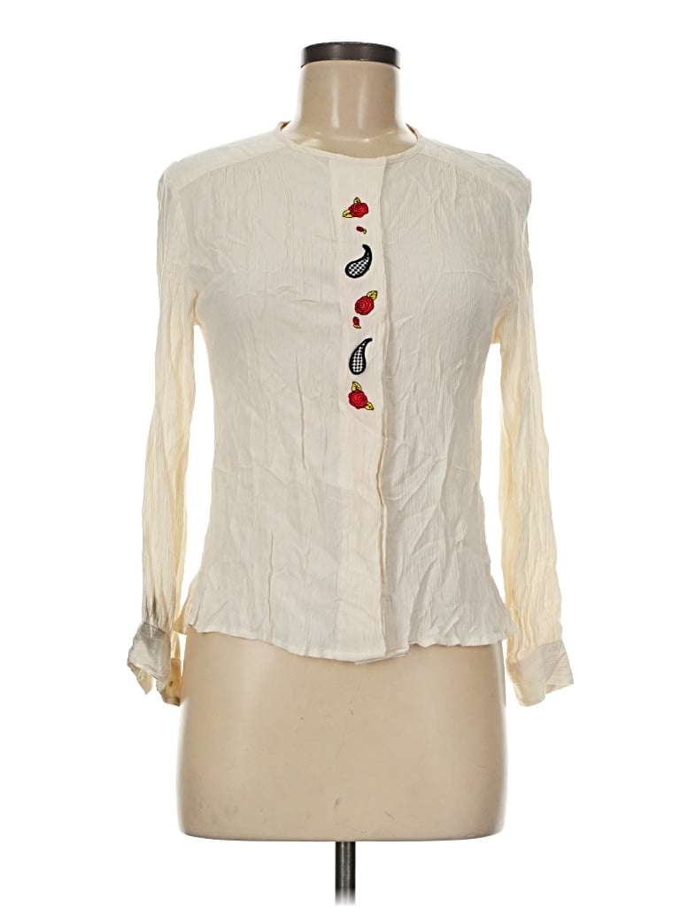 Pre-owned Chaus Long Sleeve Blouse In Ivory