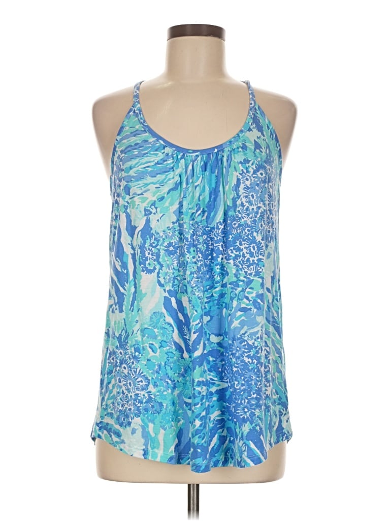 Pre-owned Lilly Pulitzer Tank Top Blue Halter Neckline Tops