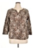 Anne Klein Animal Print Brown 3/4 Sleeve Blouse Size 1X - photo 1