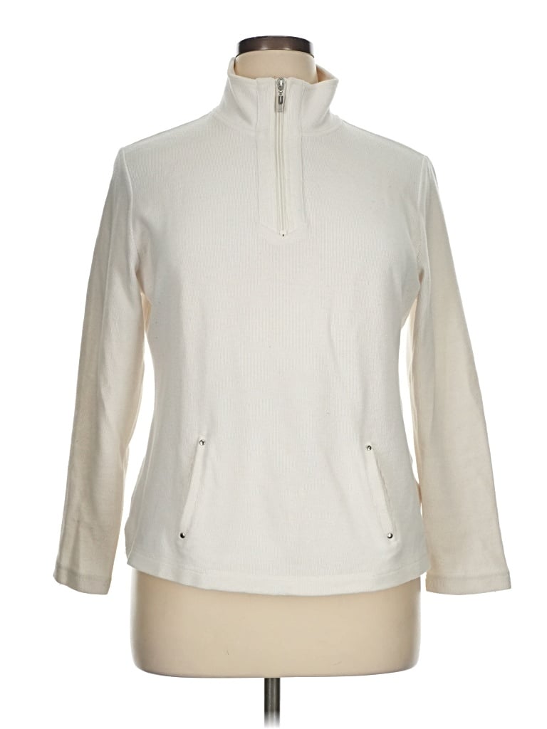 Pre-owned Karen Scott Sport Fleece Jacket In Ivory
