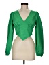 Boohoo 100% Polyester Green Long Sleeve Blouse Size 6 - photo 1