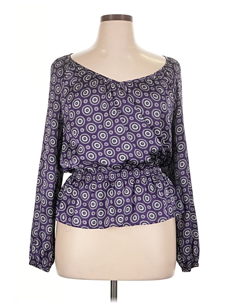 Pre-owned Michael Michael Kors Long Sleeve Blouse In Purple