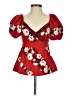Blithe 100% Cotton Red Short Sleeve Blouse Size 0 - photo 1