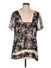 About A Girl 100% Polyester Black Short Sleeve Blouse Size L - photo 1