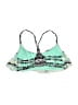 Breaking Waves Print Green Teal Swimsuit Top Size L - photo 2