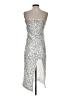 PrettyLittleThing 100% Polyester Metallic Silver Cocktail Dress Size 2 - photo 2