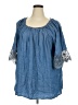 retrology Blue 3/4 Sleeve Blouse Size 3X - photo 1