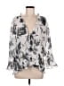 Fashion Bug Gray 3/4 Sleeve Blouse Size L (estimated) - photo 1