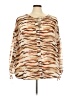 Lane Bryant 100% Polyester Animal Print Brown Long Sleeve Blouse Size 22 - 24 Plus - photo 1