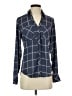 Express Outlet 100% Polyester Plaid Blue Long Sleeve Blouse Size XS - photo 1