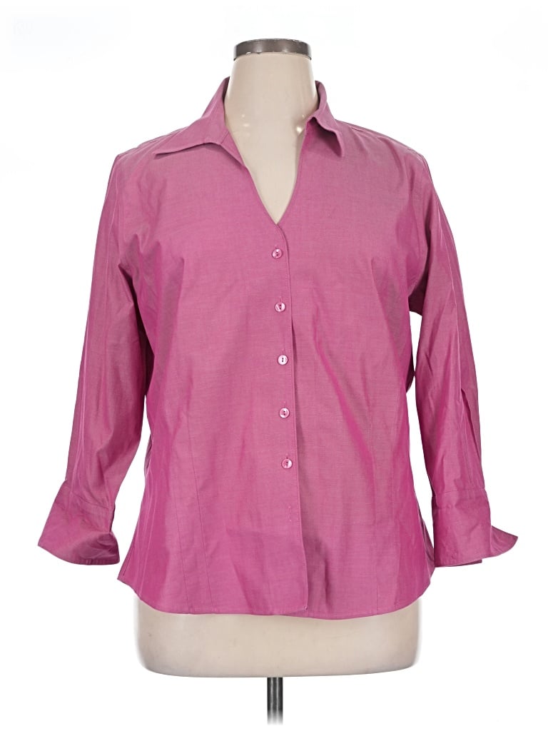 Pre-owned Coldwater Creek 3/4 Sleeve Button Down Shirt In Pink