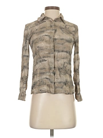 Petite Sophisticate Long Sleeve Silk Top (view 1)
