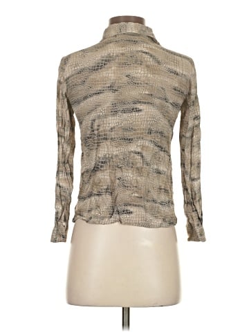 Petite Sophisticate Long Sleeve Silk Top (view 2)