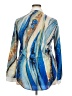 Unbranded Print Blue Long Sleeve Blouse Size XXL - photo 2