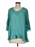 Tantrums 100% Rayon Teal 3/4 Sleeve Blouse Size M - photo 1