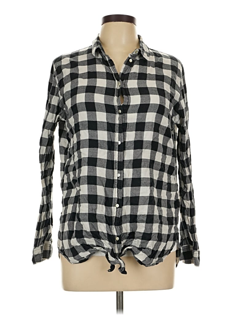 Pre-owned H&m Long Sleeve Button Down Shirt In Black