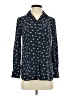 J.Crew 100% Silk Polka Dots Blue Long Sleeve Silk Top Size 2 - photo 1