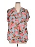 Torrid 100% Polyester Floral Blue Short Sleeve Blouse Size 1X Plus (1) - photo 1