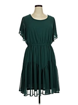 casual hunter green dress Hunter Green Midi Dress With Criss Cross Back main image 0