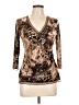 Papillon Blanc Animal Print Brown 3/4 Sleeve Top Size L - photo 1