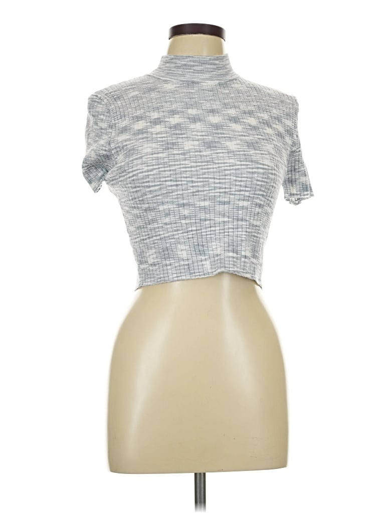 Pre-owned Forever 21 Short Sleeve Top Gray Turtleneck Tops