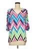 Buttons Chevron-herringbone Blue 3/4 Sleeve Blouse Size M - photo 1