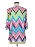 Buttons Chevron-herringbone Blue 3/4 Sleeve Blouse Size M - photo 2