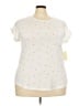 Flower & Feather Hearts Ivory Short Sleeve Top Size 2X - photo 1