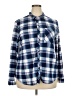 Love Potion Plaid Blue Long Sleeve Blouse Size 2X - photo 1