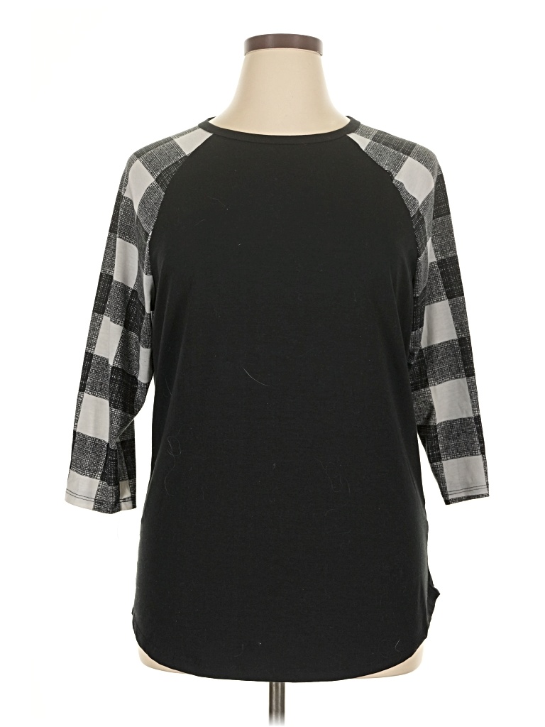 Pre-owned Lularoe 3/4 Sleeve T-shirt In Black