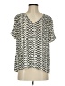 Collective Concepts 100% Polyester Chevron-herringbone Ivory Short Sleeve Blouse Size S - photo 1