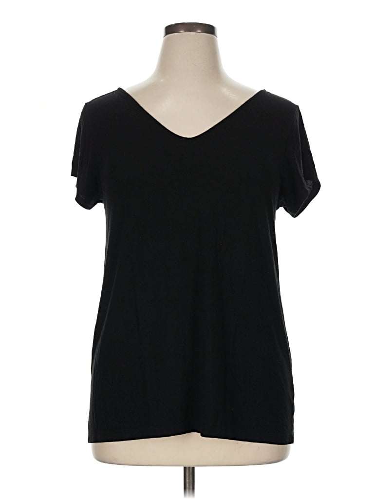 Pre-owned Catherine Malandrino Short Sleeve Top Black V-neck Tops