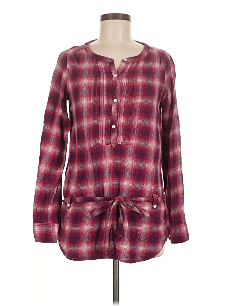 Pre-owned American Eagle Outfitters Long Sleeve Blouse In Burgundy