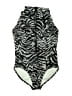 Mainstream Animal Print Gray Black One Piece Swimsuit Size 12 - photo 1
