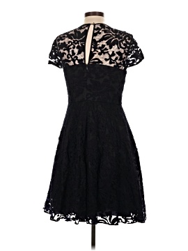 black midi dress with lace bottom Satin Slip Midi Dress with Lace Trim - Black main image 1