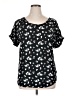 Ashley Blue Floral Black Short Sleeve T-Shirt Size XL - photo 1