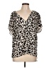 Caramela Animal Print Ivory Short Sleeve Blouse Size L - photo 1