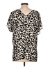 Caramela Animal Print Ivory Short Sleeve Blouse Size L - photo 2